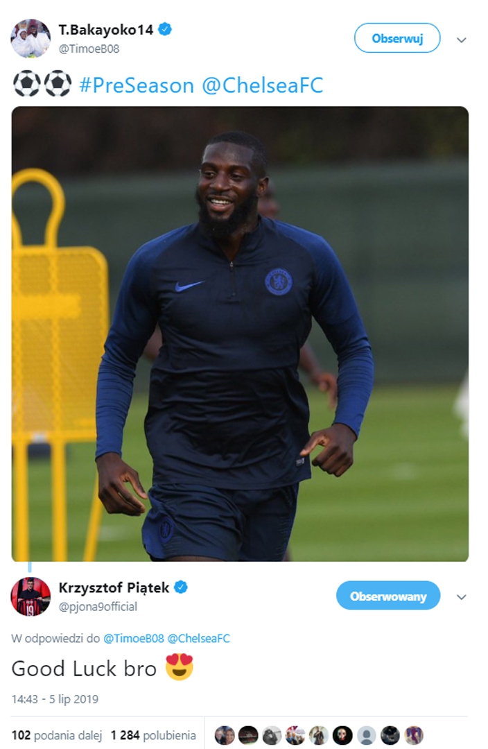 Piątek skomentował wpis Bakayoko!